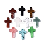 Natural & Synthetic Mixed Gemstone Pendants, Religion Cross Charms, Mixed Dyed and Undyed, 29.5~30.5x20~21x5.5~7.5mm, Hole: 1~1.6mm(G-Q608-07)