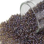 TOHO 15/0 Round Beads, Japanese Seed Beads, (926) Inside Color Light Topaz/Opaque Lavender Lined, 15/0, 1.5mm, Hole: 0.7mm, about 3000pcs/10g(X-SEED-TR15-0926)