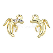 Rack Plating Alloy Charms, with Crystal Rhinestone, Banana, Cadmium Free & Nickel Free & Lead Free, Light Gold, 12.5x8x3mm, Hole: 1.4mm(PALLOY-T077-182)