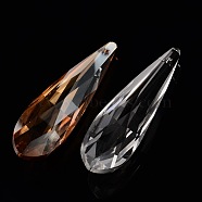 Faceted Teardrop Glass Pendants, Briolette Cut, Mixed Color, 76.5x22x18mm, Hole: 1mm(GLAA-O008-E)