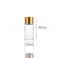 Clear Glass Bottles Bead Containers, Screw Top Bead Storage Tubes with Aluminum Cap, Column, Golden, 2.2x5cm, Capacity: 10ml(0.34fl. oz)(CON-WH0085-77D-02)