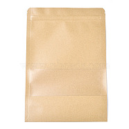 Resealable Kraft Paper Bags, Resealable Bags, Small Kraft Paper Stand up Pouch, with Window, Moccasin, 26.2x18.2cm(OPP-S004-01D)