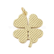 Four-Leaf Clover Rack Plating Brass Pendants, Long-Lasting Plated, Lead Free & Cadmium Free, Real 18K Gold Plated, 24x19x1mm, Hole: 3mm(KK-Z074-27G)