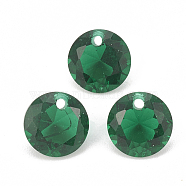 Cubic Zirconia Charms, Faceted, Flat Round, Green, 4x2mm, Hole: 0.7mm(X-ZIRC-N033-C-02)