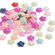 5-Petal ABS Plastic Imitation Pearl Bead Caps, Flower, Mixed Color, 12x13x1.5mm, Hole: 1mm, about 1000pcs/bag(SACR-R862-M)