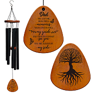 Aluminum Pendant Decorations, with Wood Finding, Wind ChimeChime, Tree of Life, 650x81.3mm(HJEW-WH0061-001)