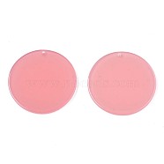 Translucent Cellulose Acetate(Resin) Pendants, Solid Color, Flat Round, Salmon, 37.5x2mm, Hole: 1.5mm(KY-T040-21D)