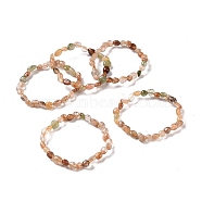 Natural Rutilated Quartz Bead Stretch Bracelets, Tumbled Stone, Nuggets, Inner Diameter: 2~2-1/4 inch(5.2~5.6cm)(BJEW-K213-38)