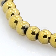 Round Non-magnetic Synthetic Hematite Beads Strands, Golden Plated, 3mm, Hole: 1mm, about 136pcs/strand, 15.7 inch(G-P061-53-3mm)