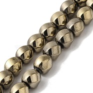 Electroplated Non-Magnetic Synthetic Hematite Beads Strands, Long-Lasting Plated, Twist, Light Gold Plated, 8mm, Hole: 1.3mm, about 49pcs/strand, 16.54''(42cm)(G-P518-05G-01)