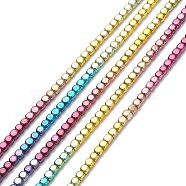 Rainbow Color Electroplate Non-magnetic Synthetic Hematite Beads Strands, Cube, Multi-color Plated, 4x4x4mm, Hole: 0.8mm, about 100pcs/strand, 15.55~16.14 inch(39.5~41cm)(G-L489-H01)