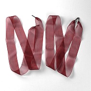 (Clearance Sale)Flat Transparency Polyester Chiffon Shoelaces, Dark Red, 1200x40mm, 2pcs/pair(DIY-WH0265-04R)
