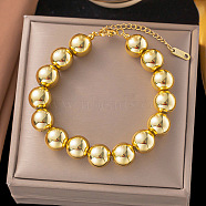 Plastic Beaded Link Bracelets for Women, with 304 Stainless Steel Findings, Golden, 7.40 inch(18.8cm)(BJEW-G733-01G)