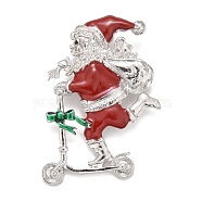 Santa Claus Enamel Pin, Christmas Alloy Badge for Backpack Clothes, Platinum, Red, 55x40x8mm(JEWB-A004-24P)