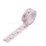 DIY Scrapbook Decorative Paper Tapes, Adhesive Tapes, Flower, White, 15mm, 5m/roll(5.46yards/roll)(DIY-F016-P-23)