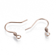 304 Stainless Steel Earring Hooks, Ear Wire, with Horizontal Loop, Cadmium Free & Nickel Free & Lead Free, Rose Gold, 15~17x17mm, Hole: 2mm, 21 Gauge, Pin: 0.7mm(STAS-S111-011RG-NR)
