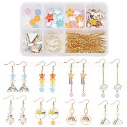 SUNNYCLUE 109Pcs Alloy Enamel Pendants, Transparent Acrylic & Glass Beads, Brass Cable Chains & Linking Rings & Linking Rings, for DIY Rainbow Themed Dangle Earrings Kits, Mixed Color, 14x18.5x1.5mm, Hole: 1.8mm(DIY-SC0016-47)