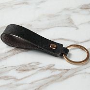 PU Leather Keychain with Iron Belt Loop Clip for Keys, Black, 10.5x3cm(PW23021327152)