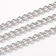 304 Stainless Steel Curb Chains, Unwelded, with Spool, for Jewelry Making, Stainless Steel Color, 5x3.5x0.8mm, about 65.61 Feet(20m)/roll(CHS-K005-02P-0.8mm)