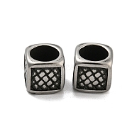 Cube 304 Stainless Steel European Beads, Large Hole Beads, Antique Silver, 8x8.5x8.5mm, Hole: 6mm(STAS-E214-02AS)