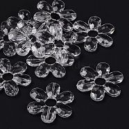 Transparent Acrylic Links, Beads, Flower, Clear, 46x41x6mm, Hole: 2mm, about 99pcs/500g(PL401Y-4)
