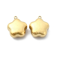 304 Stainless Steel Pendants, Flower Charm, Real 14K Gold Plated, 16x14x7.5mm, Hole: 1.4mm(STAS-L022-341G)