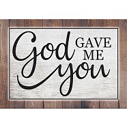 5D DIY Diamond Painting Family Theme Canvas Kits, Word God GAVE ME You, with Resin Rhinestones, Diamond Sticky Pen, Tray Plate and Glue Clay, Wood Grain Pattern, 29.5x40x0.02cm(DIY-C004-62)