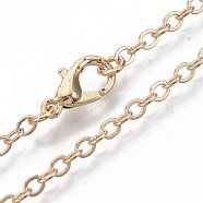 Brass Cable Chains Necklace Making, with Alloy Lobster Claw Clasps, Light Gold, 23.6 inch~24.37 inch(60cm~61.9cm)(MAK-N029-01LG)