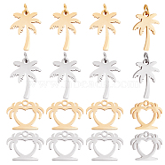 16Pcs 4 Style 201 Stainless Steel Pendants, Stamping Blank Charms, with Unsoldered Jump Rings, Coconut Tree, Golden & Stainless Steel Color, 4pcs/style(STAS-DC0002-73)