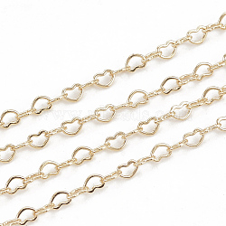 3.28 Feet Brass Heart Link Chains, Soldered, Real 18K Gold Plated, 2x1.5x0.2mm(X-CHC-S004-09G)