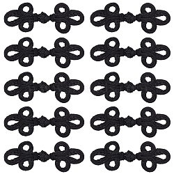 Handmade Chinese Frogs Knots Buttons, Polyester Button, Black, 53x145x4mm(BUTT-WH0027-29A)