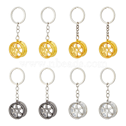 DICOSMETIC 8Pcs 4 Colors Alloy Imitation Tyre Keychain, Mixed Color, Pendant: 3.2x1.5cm, 2pcs/color(KEYC-DC0001-15)