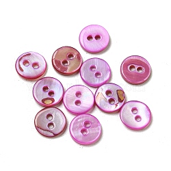 Freshwater Shell Buttons, 2-Hole, Flat Round, Orchid, 9x1~2mm, Hole: 1.5mm(SHEL-C005-01A-02)