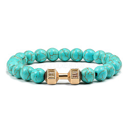 Blue turquoise alloy dumbbell jewelry bracelet for men's high-end and versatile accessories(GK5142-19)