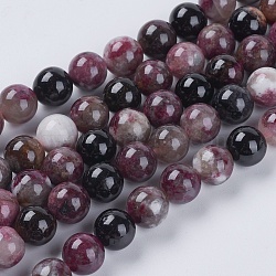 Natural Tourmaline Beads Strands, Round, 8mm, Hole: 1mm, about 46pcs/strand, 15"(G-G446-8mm-03)