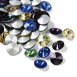 Glass Pointed Back Rhinestone, Rivoli Rhinestone, Back Plated, Cone, Mixed Color, 12x6mm(RGLA-R003-12mm-M)