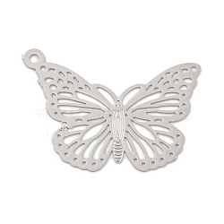 Brass Charms, Long-Lasting Plated, Butterfly, Platinum, 13x20.5x0.3mm, Hole: 1mm(KK-S400-01P-C)