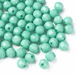 Opaque Acrylic Beads, Faceted, Dyed, Round, Turquoise, 10mm, Hole: 2mm, about 1050pcs/500g(MACR-S373-69-S07)