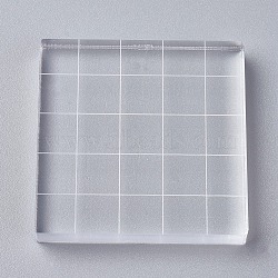 Acrylic Stamping Blocks Tools, with Grid Lines, Decorative Stamp Blocks, for Scrapbooking Crafts Making, Square, Clear, 50x50x7mm(OACR-WH0003-23A)