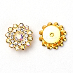 Acrylic Cabochons, with Rhinestone, Flat Round, Golden, Clear AB, 13.5x5mm(OACR-WH0025-05H)