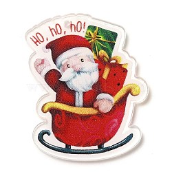 Christmas Theme Opaque Acrylic Pendants, Father Christmas, 40x31x1.8mm, Hole: 1.6mm(SACR-Z004-04A)