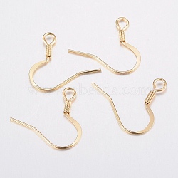 304 Stainless Steel French Earring Hooks, Flat Earring Hooks, Ear Wire, with Horizontal Loop, Real 18K Gold Plated, 17~18x16x1.5mm, Hole: 2.5mm, 20 Gauge, Pin: 0.8mm(STAS-H436-05)
