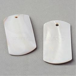 Sea Shell Pendants, Big Pendants, Rectangle, Creamy White, 60x33~33.5x3.5~4mm, Hole: 3.5mm(SSHEL-Q296-16)