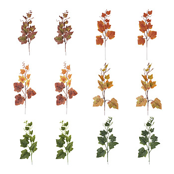 Crafans 30Pcs 6 Colors Artificial Plastic Maple Leaf, for Wedding Party Home Room Decorations, Mixed Color, 320~335x170~182x3~4mm, 5pcs/color