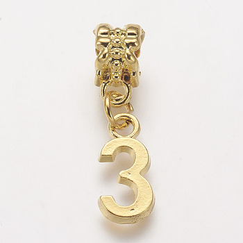 Alloy European Dangle Charms, Number, Num.3, 27.5~28mm, Hole: 4mm