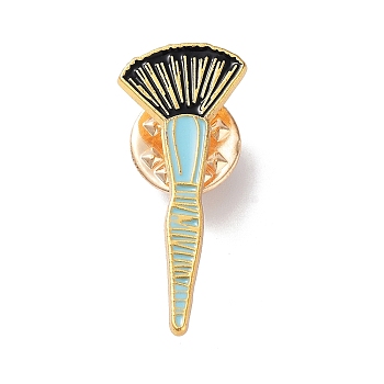 Golden Alloy Brooches, Enamel Pins, for Backpack Cloth, Cosmetic Brush, 30.5x13x1.5mm