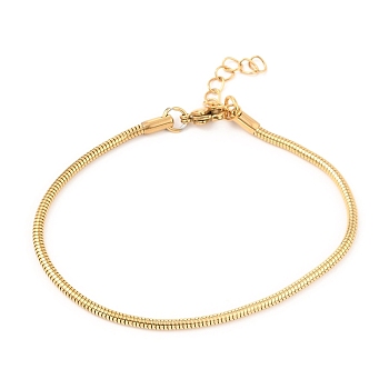 Unisex 304 Stainless Steel Round Snake Chain Bracelets, with Lobster Claw Clasps, Golden, 3mm, 7-5/8 inch(19.5cm)