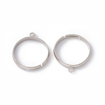 Brass Loop Ring Bases, Adjustable, Lead Free, Cadmium Free and Nickel Free, Platinum Color, Size: about 19mm in diameter, 17mm inner diameter, 1mm thick, Loop: about 2mm