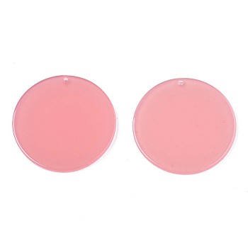 Translucent Cellulose Acetate(Resin) Pendants, Solid Color, Flat Round, Salmon, 37.5x2mm, Hole: 1.5mm