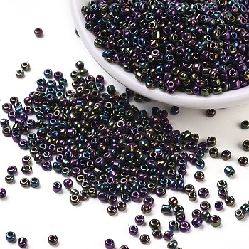 (Repacking Service Available) 8/0 Glass Seed Beads, Iris Round, Colorful, 3mm, Hole: 1mm, about 12g/bag